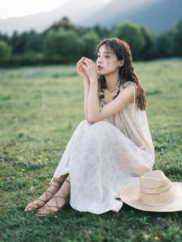 Summer Cotton Linen Dress Woman New - Image 2
