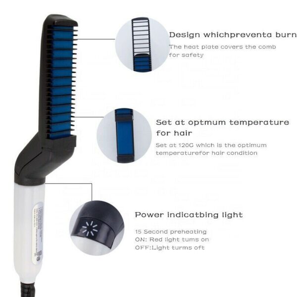 Hair Straightener Men Multifunctional Comb Curling Electric Brush Professional Hair Comb Brush Beard Straightener Hair Curler Fast Heating Styling Tools - Image 4