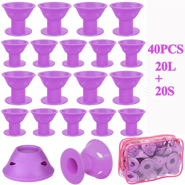 40pcs Magic Silicone Hair Rollers Heatless Curling Rod Headband DIY Hair Styles S L Random Color - Image 8