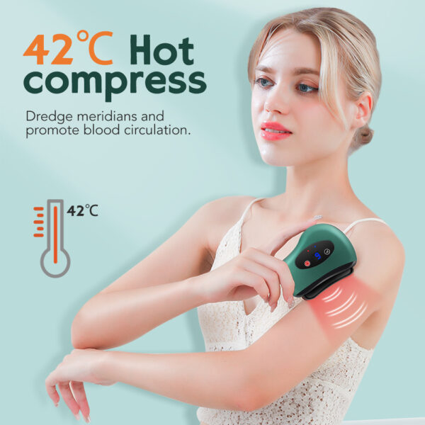 Eletric Bianstone Gua Sha Board Tools Hot Compress Heating Vibration Back Facial Massager Meridian Lymphatic Drainage Scraping Heating Vibration Scraping Neck Face Skin Lifting Removal Wrinkle Tool - Image 4