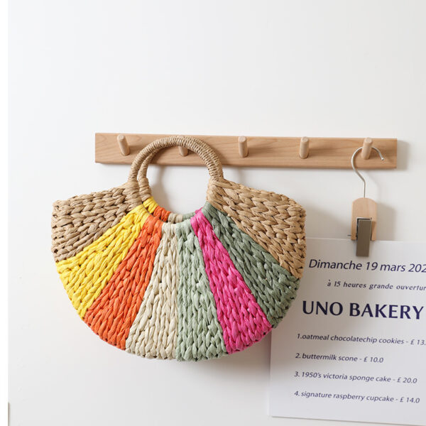 Beach Vacation Rainbow Straw Beach Bag - Image 6