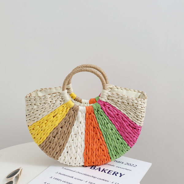 Beach Vacation Rainbow Straw Beach Bag - Image 2