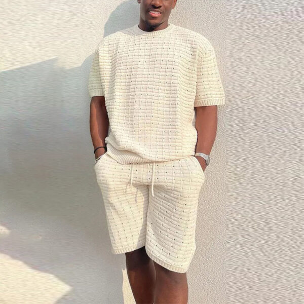 Men's Summer Suit Fashion Loose Men 2 Pieces Outfit Summer Hippie Shirt And Short Set - Image 3