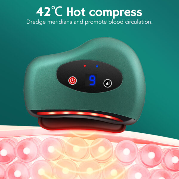 Eletric Bianstone Gua Sha Board Tools Hot Compress Heating Vibration Back Facial Massager Meridian Lymphatic Drainage Scraping Heating Vibration Scraping Neck Face Skin Lifting Removal Wrinkle Tool - Image 7