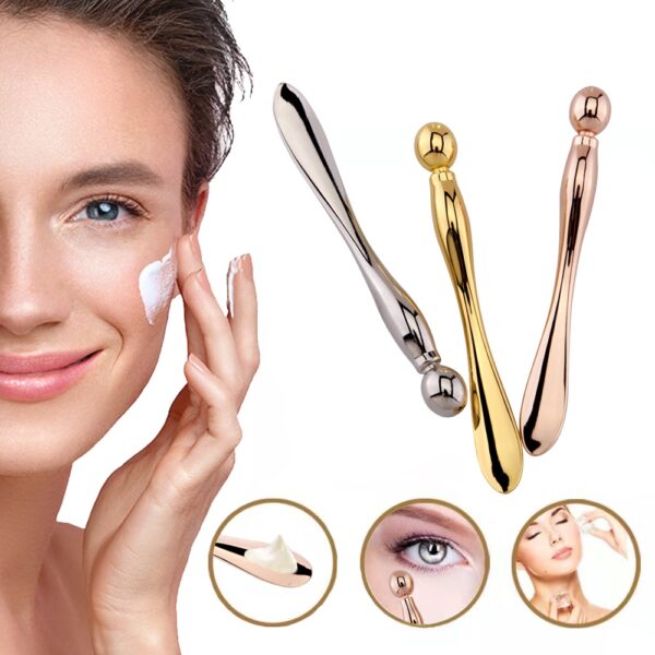 Eye Cream Stick Roller For Face Metal Spatula Puff Applicator Eye Cream Massager Facial Cream Massage Sticks Eye Massage Stick Metal Makeup Spatula Eye Wand 10cm